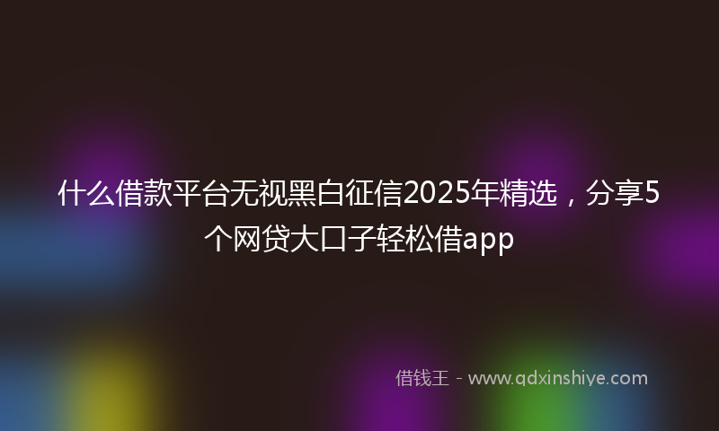什么借款平台无视黑白征信2025年精选,分享5个网贷大口子轻松借app