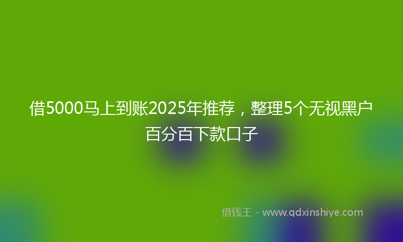 借5000马上到账2025年推荐，整理5个无视黑户百分百下款口子