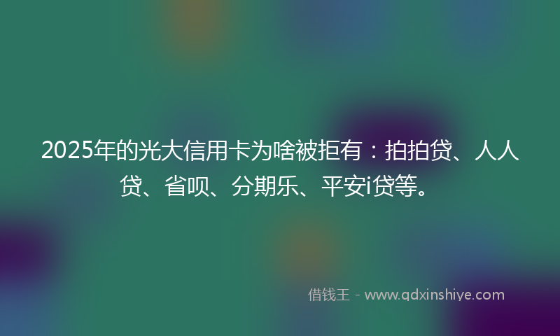 2025年的光大信用卡为啥被拒有：拍拍贷、人人贷、省呗、分期乐、平安i贷等。
