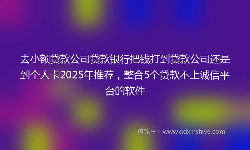 去小额贷款公司贷款银行把钱打到贷款公司还是到个人卡2025年推荐，整合5个贷款不上诚信平台的软件