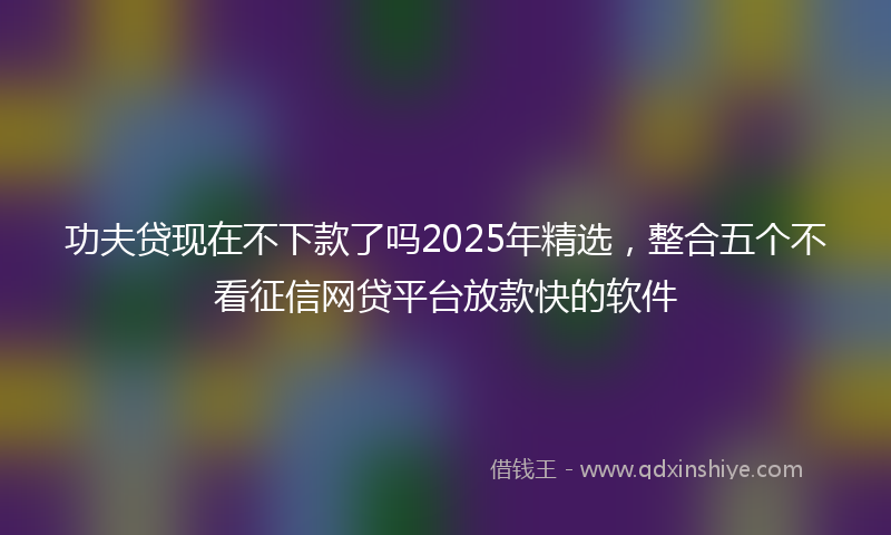功夫贷现在不下款了吗2025年精选，整合五个不看征信网贷平台放款快的软件