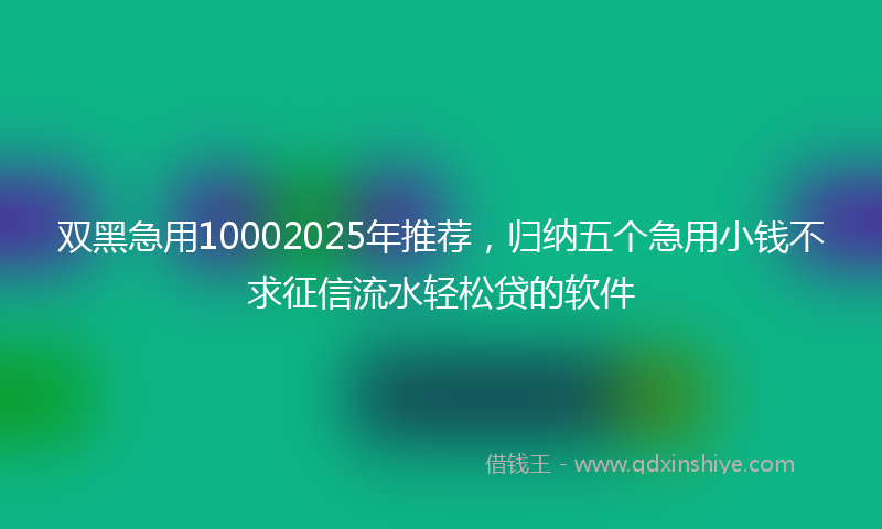 双黑急用10002025年推荐，归纳五个急用小钱不求征信流水轻松贷的软件