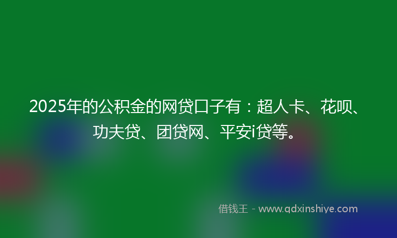 2025年的公积金的网贷口子有：超人卡、花呗、功夫贷、团贷网、平安i贷等。