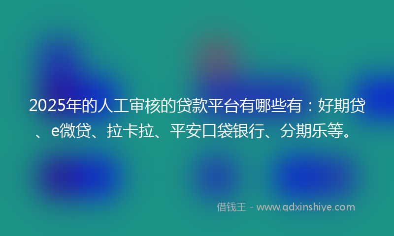 2025年的人工审核的贷款平台有哪些有:好期贷、e微贷、拉卡拉、平安口袋银行、分期乐等。