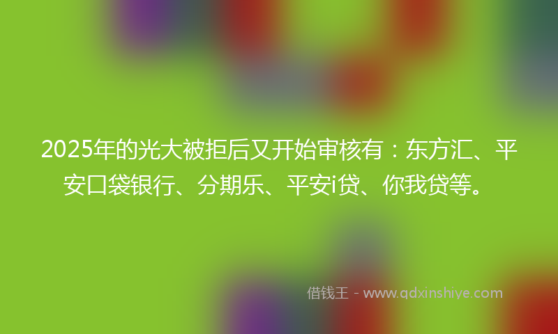 2025年的光大被拒后又开始审核有：东方汇、平安口袋银行、分期乐、平安i贷、你我贷等。