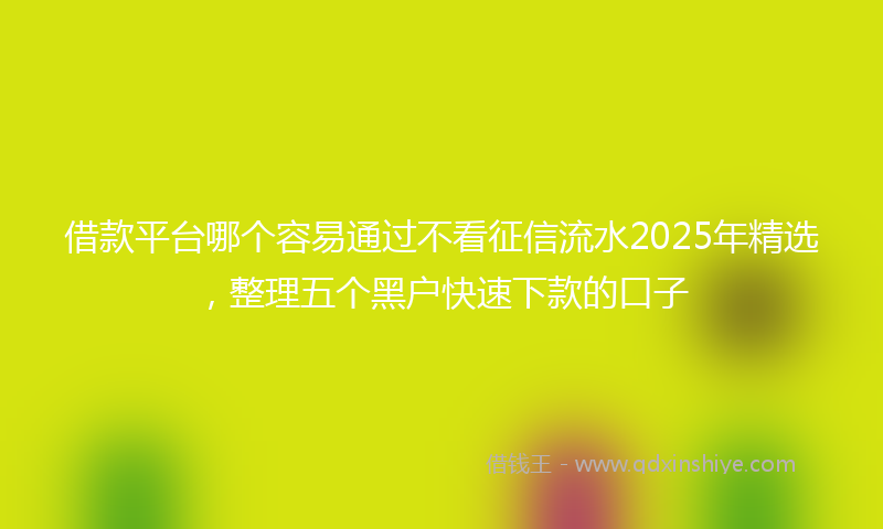 借款平台哪个容易通过不看征信流水2025年精选，整理五个黑户快速下款的口子