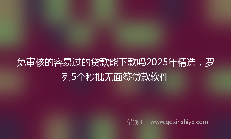 免审核的容易过的贷款能下款吗2025年精选，罗列5个秒批无面签贷款软件