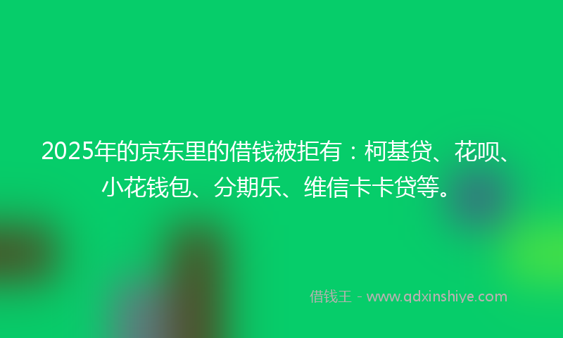 2025年的京东里的借钱被拒有：柯基贷、花呗、小花钱包、分期乐、维信卡卡贷等。