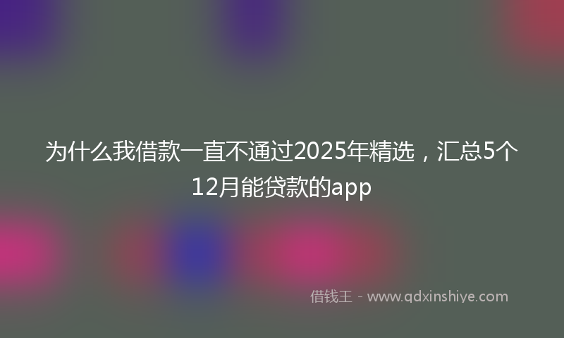 为什么我借款一直不通过2025年精选，汇总5个12月能贷款的app