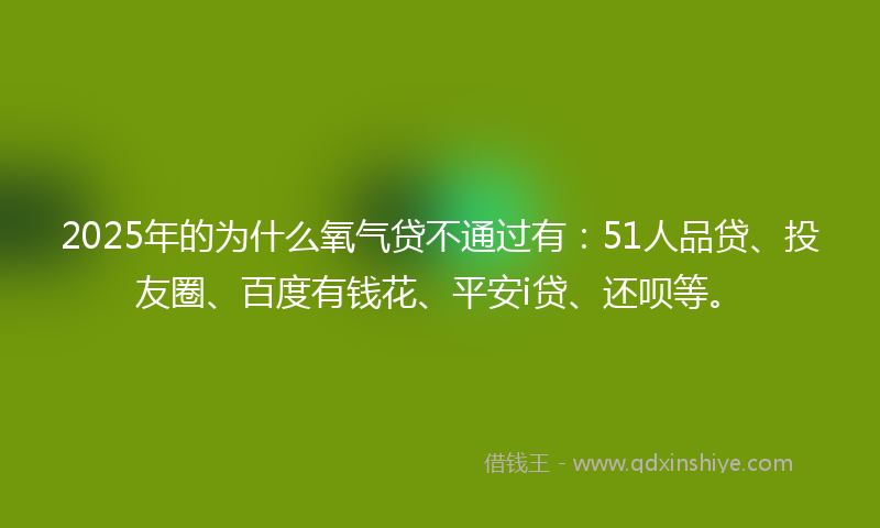 2025年的为什么氧气贷不通过有：51人品贷、投友圈、百度有钱花、平安i贷、还呗等。