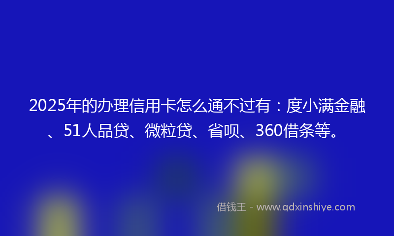2025年的办理信用卡怎么通不过有：度小满金融、51人品贷、微粒贷、省呗、360借条等。