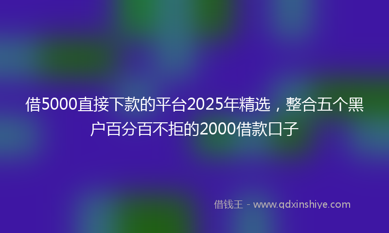 借5000直接下款的平台2025年精选，整合五个黑户百分百不拒的2000借款口子