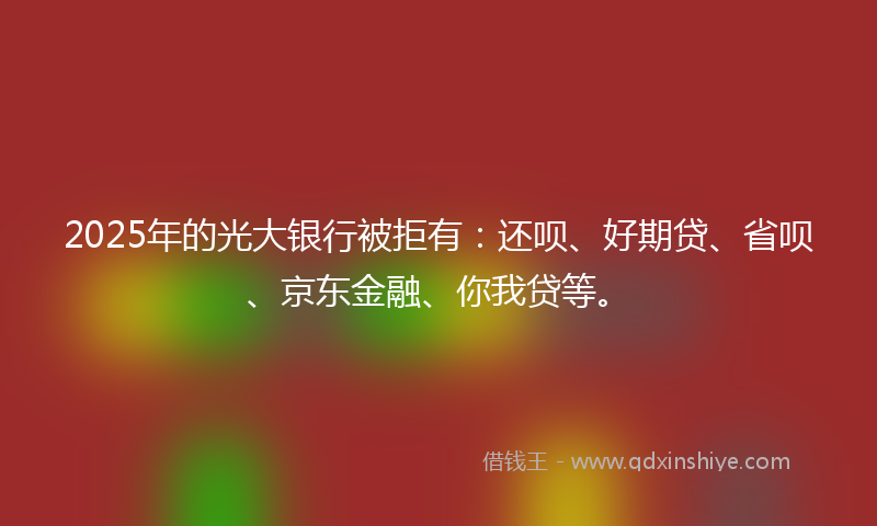 2025年的光大银行被拒有：还呗、好期贷、省呗、京东金融、你我贷等。