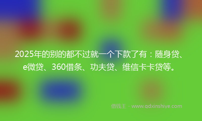 2025年的别的都不过就一个下款了有：随身贷、e微贷、360借条、功夫贷、维信卡卡贷等。