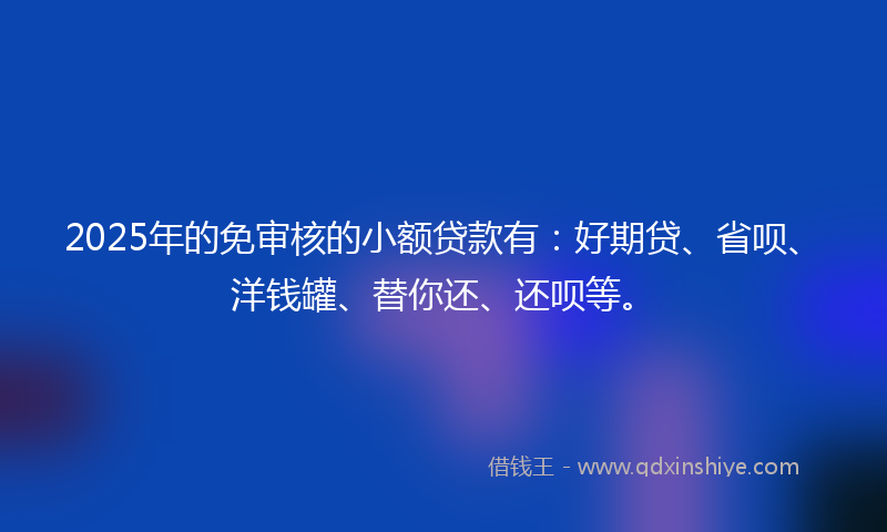 2025年的免审核的小额贷款有：好期贷、省呗、洋钱罐、替你还、还呗等。