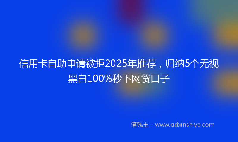 信用卡自助申请被拒2025年推荐，归纳5个无视黑白100%秒下网贷口子