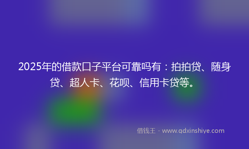 2025年的借款口子平台可靠吗有：拍拍贷、随身贷、超人卡、花呗、信用卡贷等。