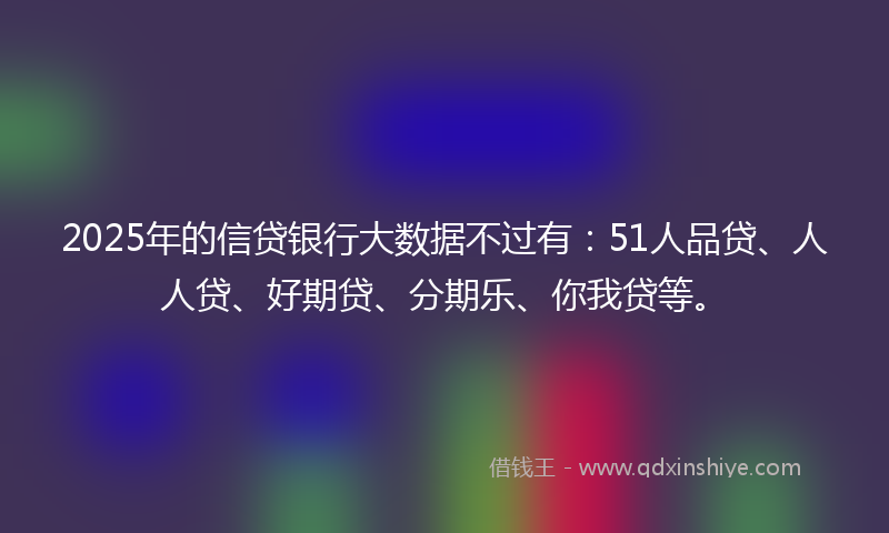 2025年的信贷银行大数据不过有：51人品贷、人人贷、好期贷、分期乐、你我贷等。