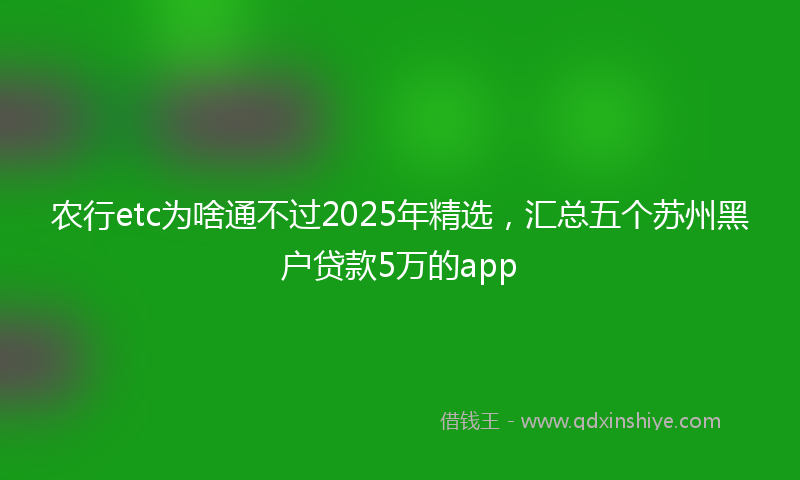 农行etc为啥通不过2025年精选，汇总五个苏州黑户贷款5万的app