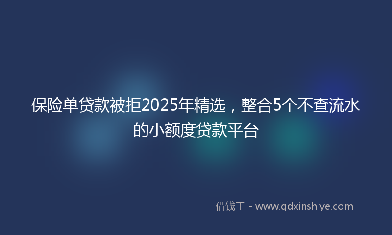 保险单贷款被拒2025年精选，整合5个不查流水的小额度贷款平台