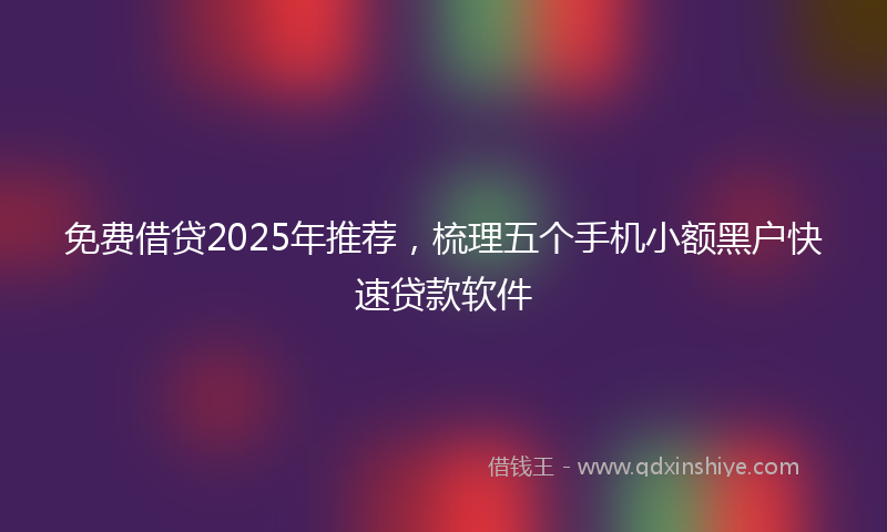 免费借贷2025年推荐，梳理五个手机小额黑户快速贷款软件