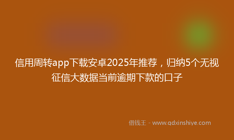 信用周转app下载安卓2025年推荐，归纳5个无视征信大数据当前逾期下款的口子