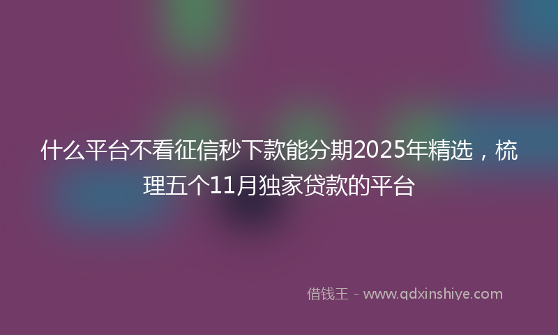 什么平台不看征信秒下款能分期2025年精选，梳理五个11月独家贷款的平台