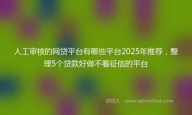 人工审核的网贷平台有哪些平台2025年推荐,整理5个贷款好做不看征信的平台