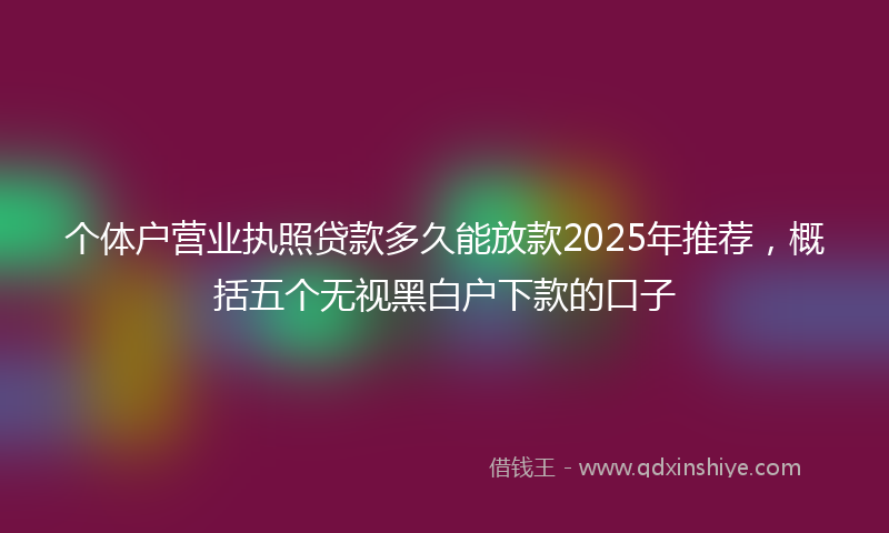 个体户营业执照贷款多久能放款2025年推荐，概括五个无视黑白户下款的口子