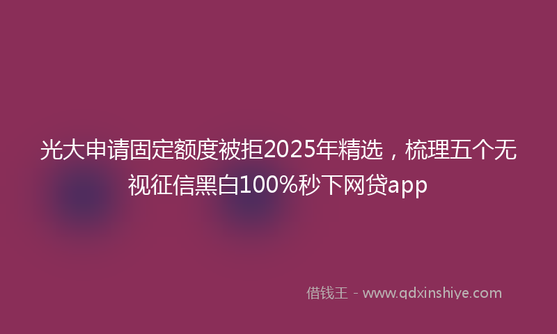 光大申请固定额度被拒2025年精选，梳理五个无视征信黑白100%秒下网贷app