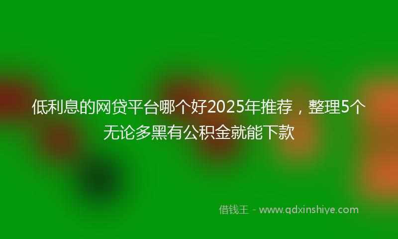 低利息的网贷平台哪个好2025年推荐，整理5个无论多黑有公积金就能下款