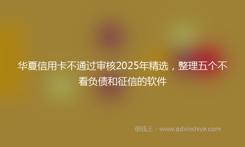 华夏信用卡不通过审核2025年精选，整理五个不看负债和征信的软件