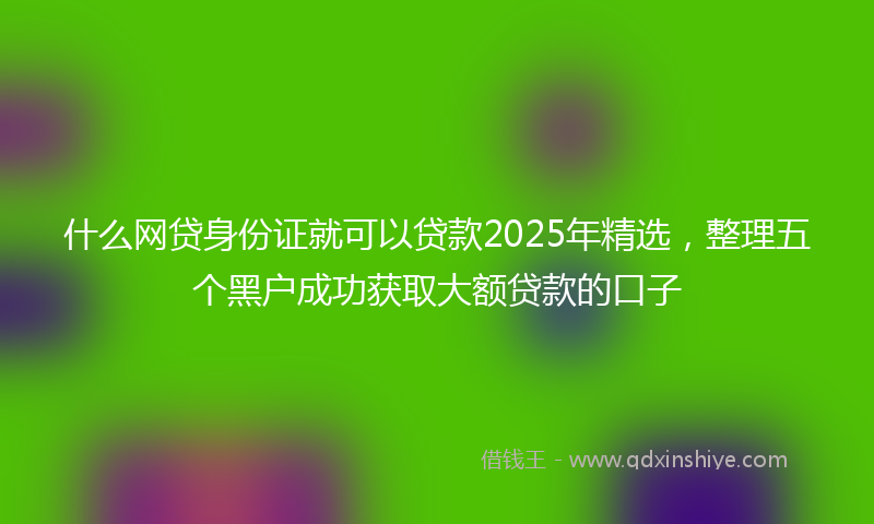 什么网贷身份证就可以贷款2025年精选，整理五个黑户成功获取大额贷款的口子
