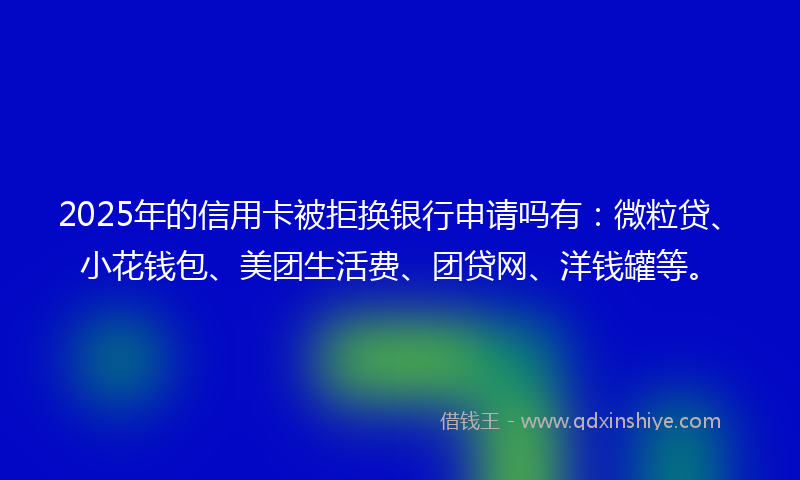 2025年的信用卡被拒换银行申请吗有：微粒贷、小花钱包、美团生活费、团贷网、洋钱罐等。