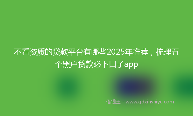 不看资质的贷款平台有哪些2025年推荐，梳理五个黑户贷款必下口子app