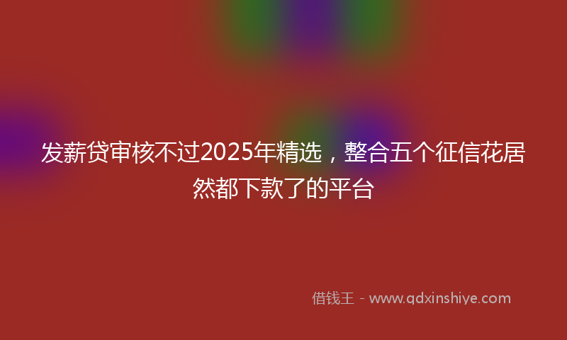 发薪贷审核不过2025年精选，整合五个征信花居然都下款了的平台