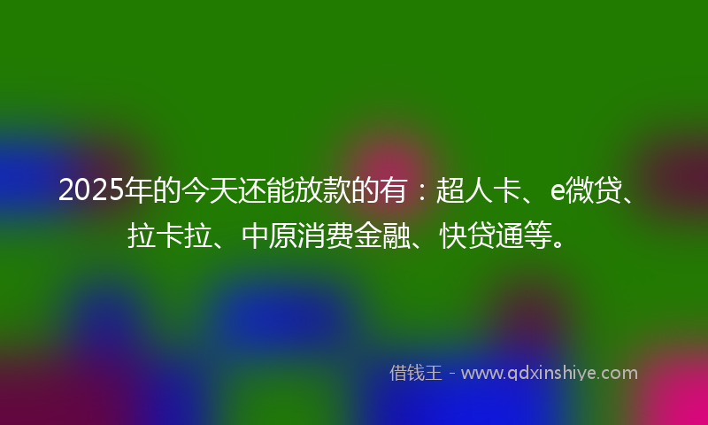 2025年的今天还能放款的有：超人卡、e微贷、拉卡拉、中原消费金融、快贷通等。