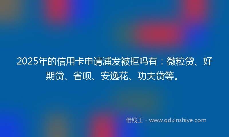 2025年的信用卡申请浦发被拒吗有：微粒贷、好期贷、省呗、安逸花、功夫贷等。