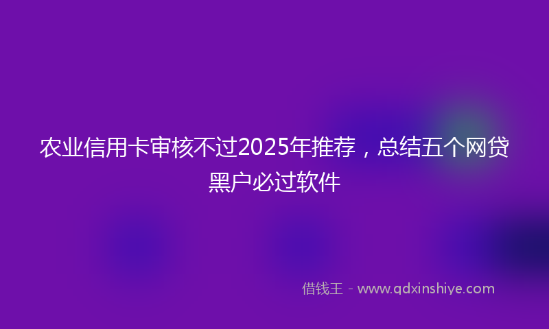 农业信用卡审核不过2025年推荐，总结五个网贷黑户必过软件