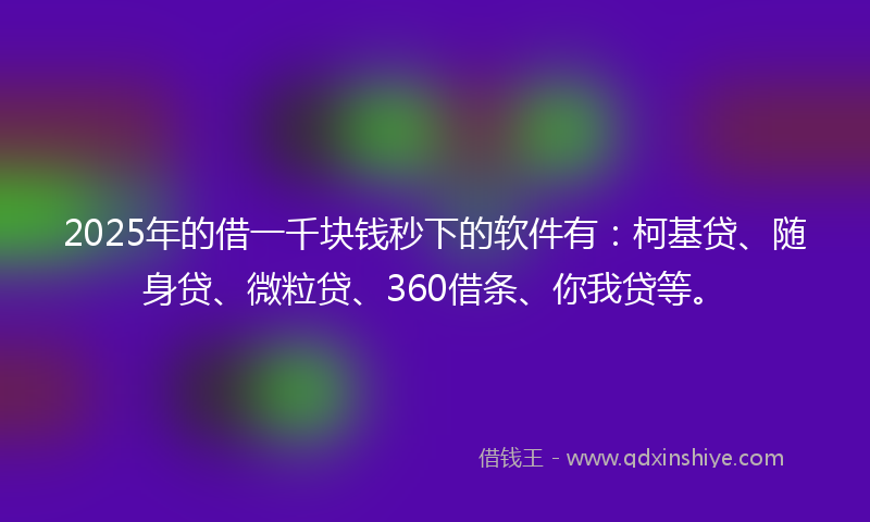2025年的借一千块钱秒下的软件有：柯基贷、随身贷、微粒贷、360借条、你我贷等。