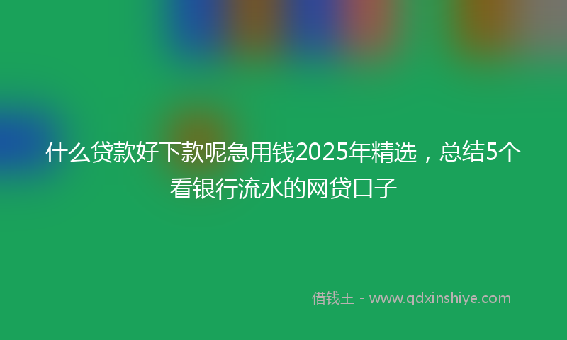 什么贷款好下款呢急用钱2025年精选，总结5个看银行流水的网贷口子
