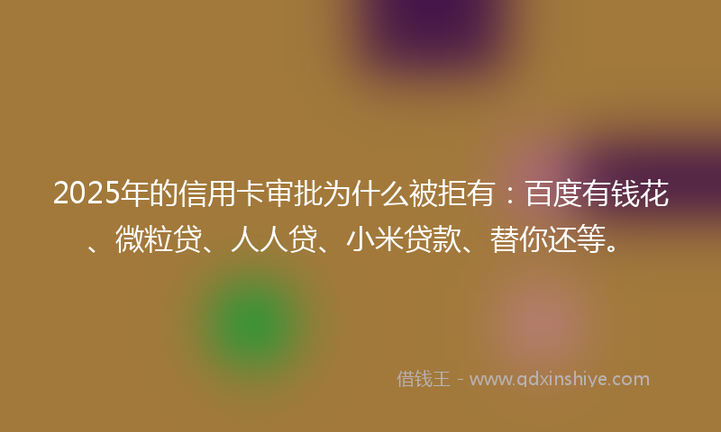 2025年的信用卡审批为什么被拒有：百度有钱花、微粒贷、人人贷、小米贷款、替你还等。