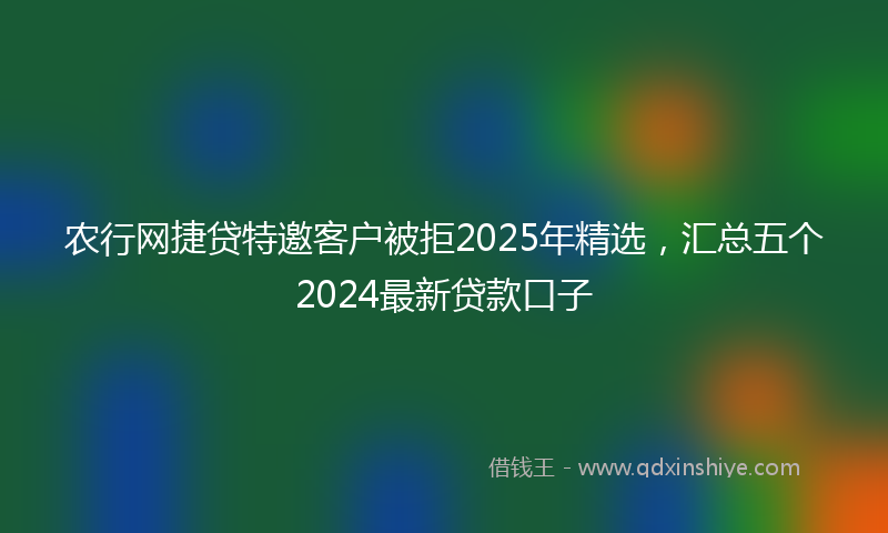 农行网捷贷特邀客户被拒2025年精选，汇总五个2024最新贷款口子