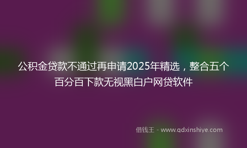 公积金贷款不通过再申请2025年精选，整合五个百分百下款无视黑白户网贷软件