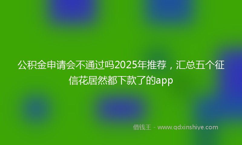 公积金申请会不通过吗2025年推荐，汇总五个征信花居然都下款了的app