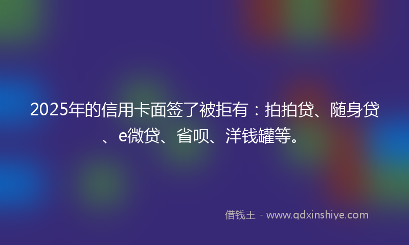 2025年的信用卡面签了被拒有：拍拍贷、随身贷、e微贷、省呗、洋钱罐等。