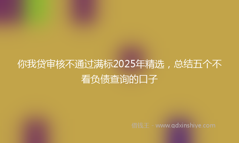 你我贷审核不通过满标2025年精选，总结五个不看负债查询的口子