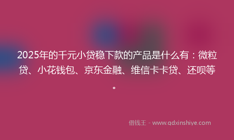 2025年的千元小贷稳下款的产品是什么有：微粒贷、小花钱包、京东金融、维信卡卡贷、还呗等。
