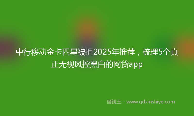 中行移动金卡四星被拒2025年推荐，梳理5个真正无视风控黑白的网贷app