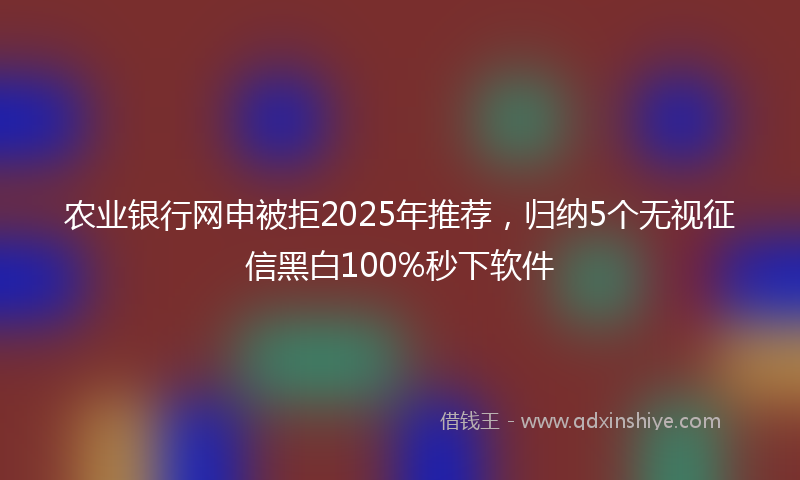农业银行网申被拒2025年推荐，归纳5个无视征信黑白100%秒下软件